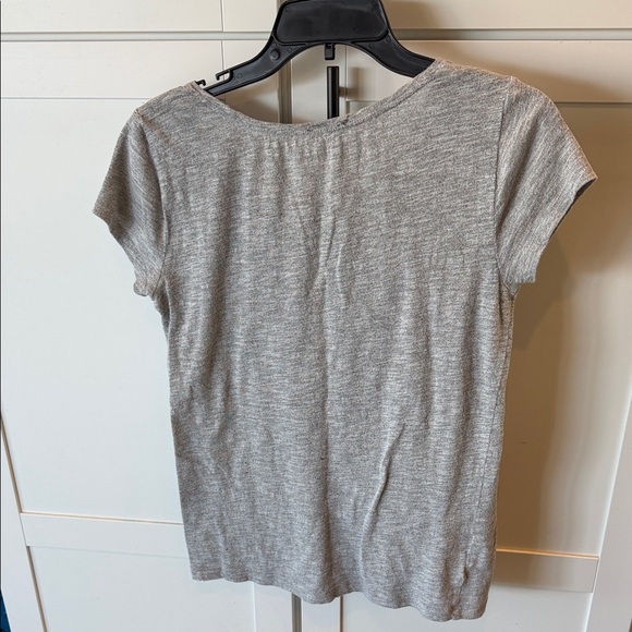 LOFT Gray Short Sleeve Tee with Black Bow and Beaded Accent - Picture 5 of 5